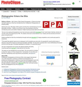 image of online press release about Bob Coates photography