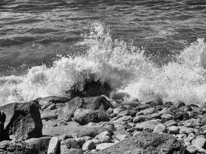 water on rocks photo processed converted to black and white