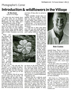 article by bob coates in Villager newspaper