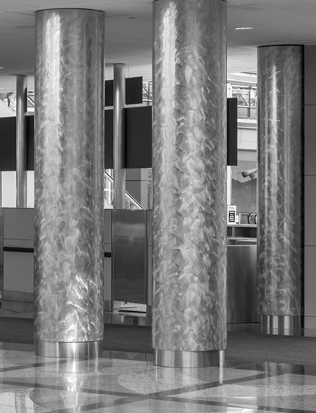 denver airport architecture black and white photo