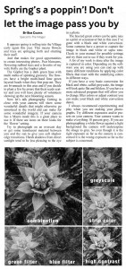 photography how to article in villager newspaper
